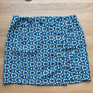 Geometric Print Blue Green Brown Mini Skirt